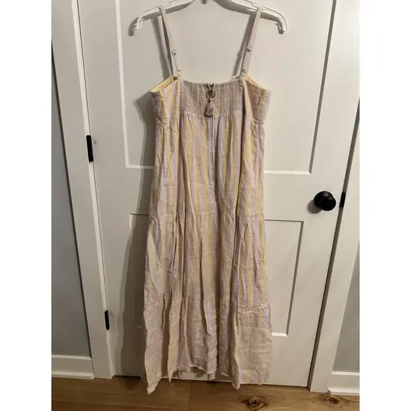 Lilly Pulitzer Dress 8 Multicolor Linen Striped Maxi Sundress Resort Vacation - Picture 11 of 11